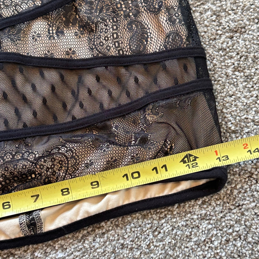 bebe Black Sheer Lace Plunge Mini Dress - Picture 10 of 10
